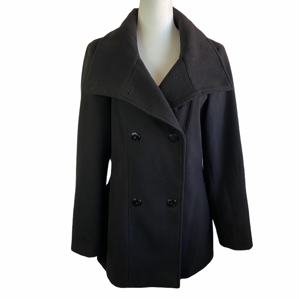 Sold! Calvin Klein Pea Coat Jacket Black Medium - Picture 1 of 8